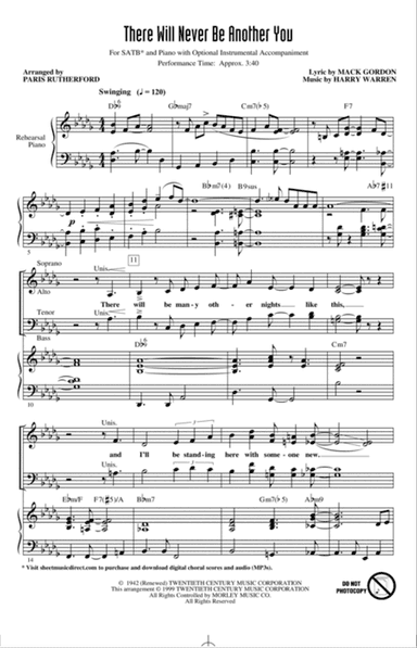 There Will Never Be Another You (arr. Paris Rutherford)