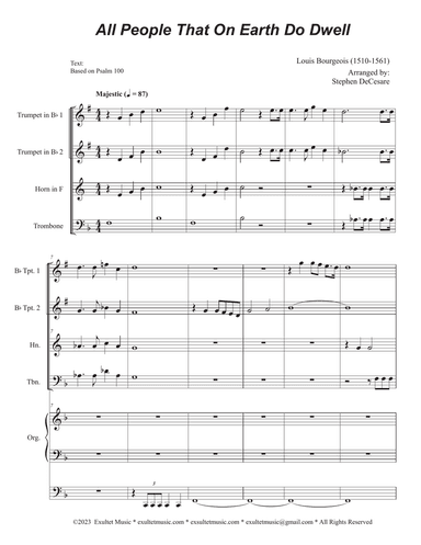 All People That On Earth Do Dwell (Vocal Trio - (SAB) (Full Score) - Score Only