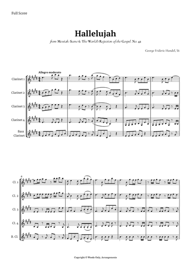 Hallelujah from Messiah by Handel for Clarinet Quintet