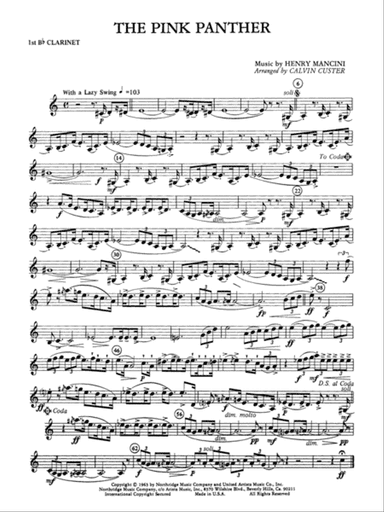 The Pink Panther: 1st B-flat Clarinet