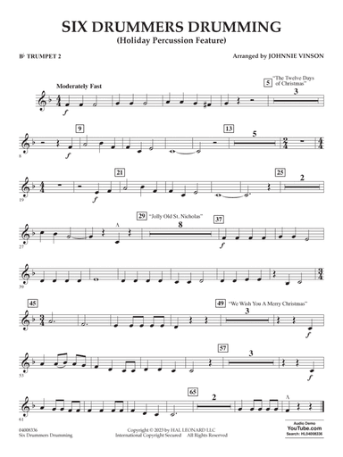 Six Drummers Drumming (Holiday Percussion Feature) - Bb Trumpet 2