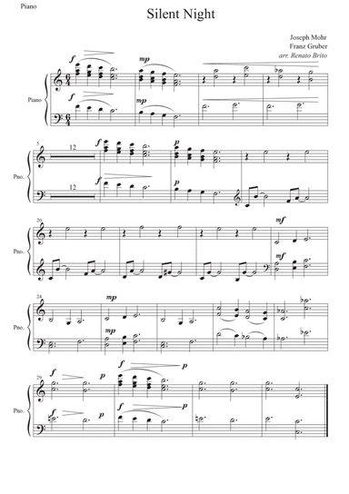 Silent Night - For Small Orquestra (arr. Renato Brito - Piano part)