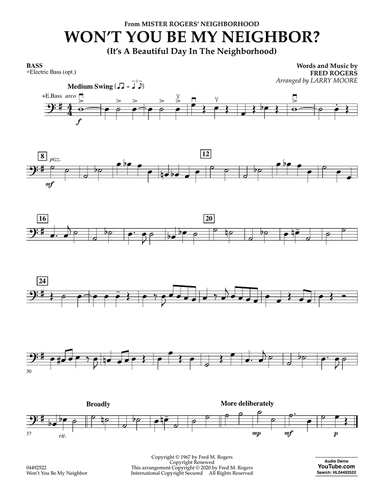 Won't You Be My Neighbor? (arr. Larry Moore) - String Bass/Opt. Electric Bass