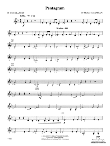 Pentagram: B-flat Bass Clarinet