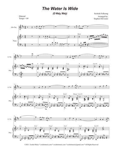 The Water Is Wide (O Waly, Waly) (Alto Saxophone and Piano)