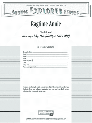 Ragtime Annie: Score