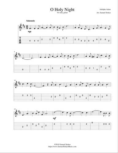O Holy Night - for easy guitar with TAB
