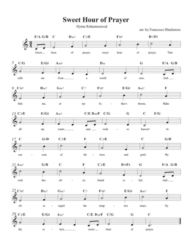 Sweet Hour of Prayer (Hymn Reharmonized)