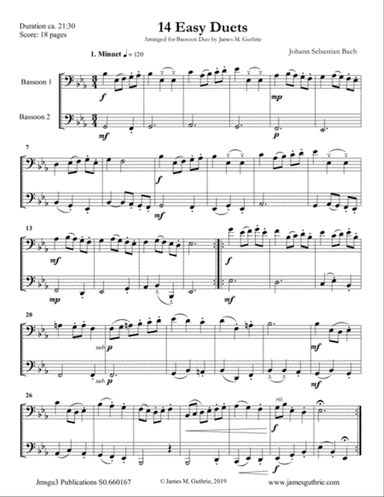 Bach: 14 Easy Duets for Bassoon Duo