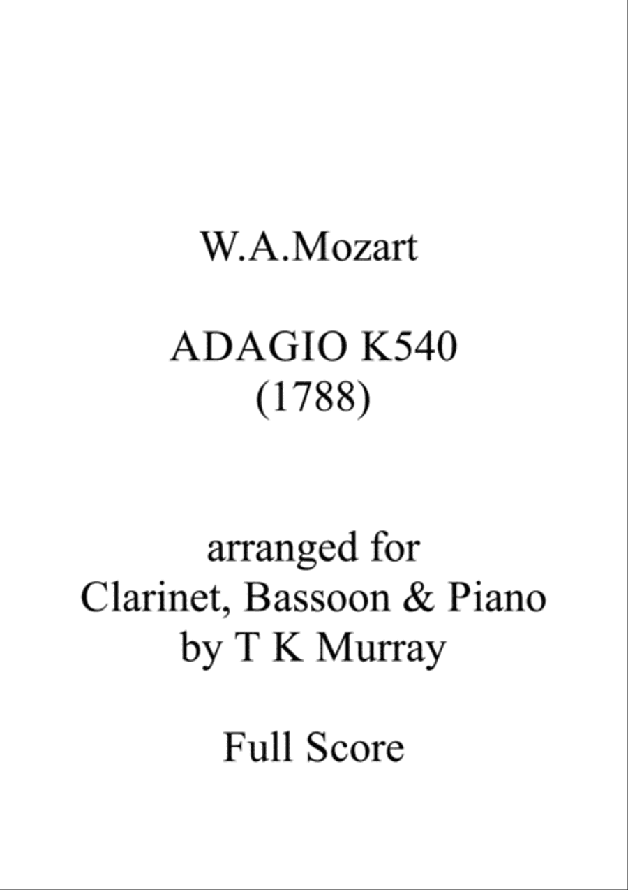 Mozart - Adagio in B minor K 540 - Clarinet, Bassoon & Piano