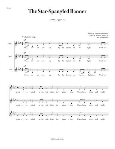 Star-Spangled Banner for SSA a cappella