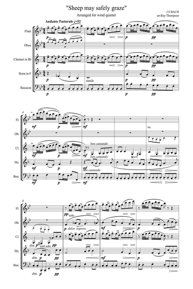 Bach: Sheep may safely graze - wind quintet