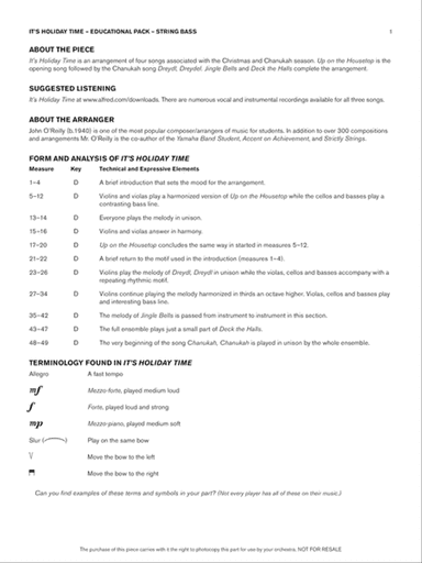 It's Holiday Time: Bass Educational Pack