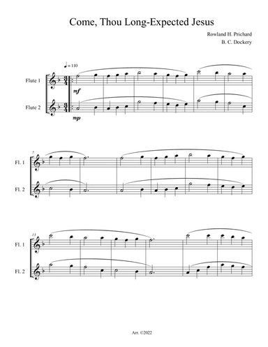 Come, Thou Long-Expected Jesus (Flute Duet)