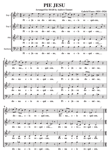 Pie Jesu (Faure) A Cappella SSAB