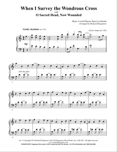 When I Survey the Wondrous Cross with O Sacred Head Now Wounded (solo piano)