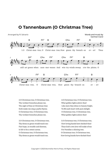 O Tannenbaum (O Christmas Tree) - Key of B Major