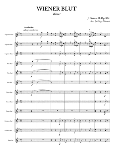 Wiener Blut for Saxophone Ensemble