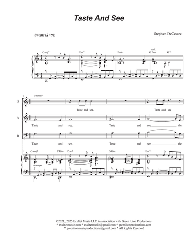 Taste And See (Psalm 34) (Vocal Trio - (SAB)