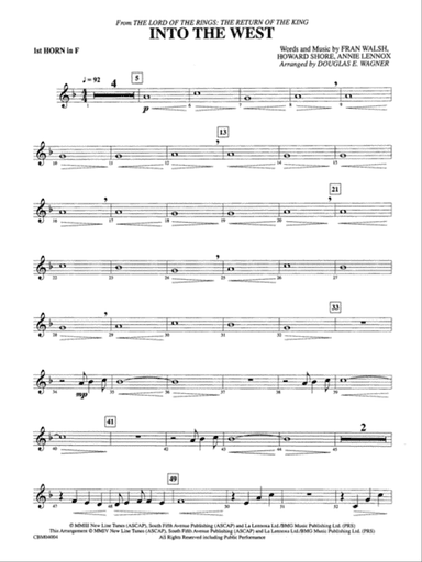 Into the West (from The Lord of the Rings: The Return of the King): 1st F Horn