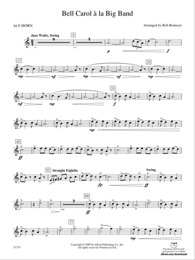 Bell Carol a la Big Band: 1st F Horn