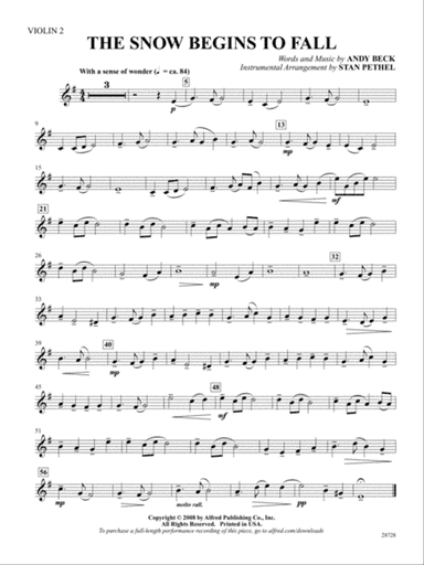 The Snow Begins to Fall: 2nd Violin