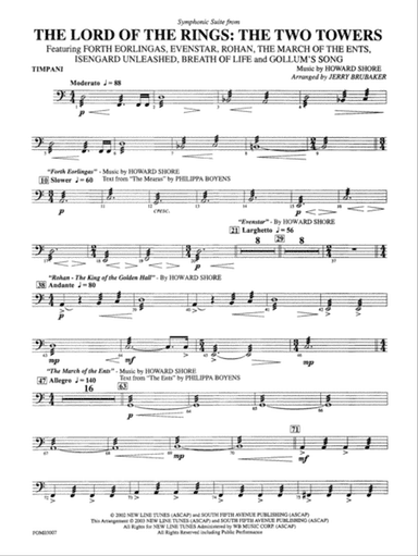 The Lord of the Rings: The Two Towers, Symphonic Suite from: Timpani