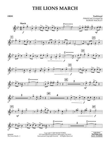 The Lions March (arr. Robert Buckley) - Oboe