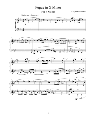 Fugue in G Minor for Four Voices