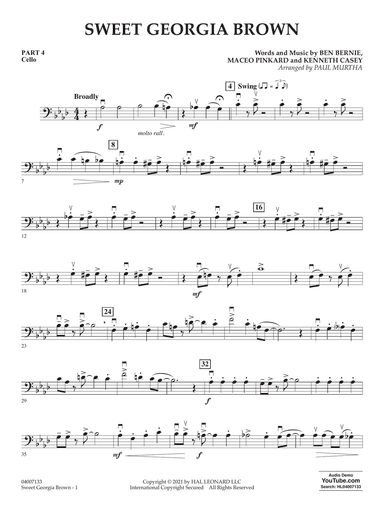 Sweet Georgia Brown (arr. Paul Murtha) - Pt.4 - Cello