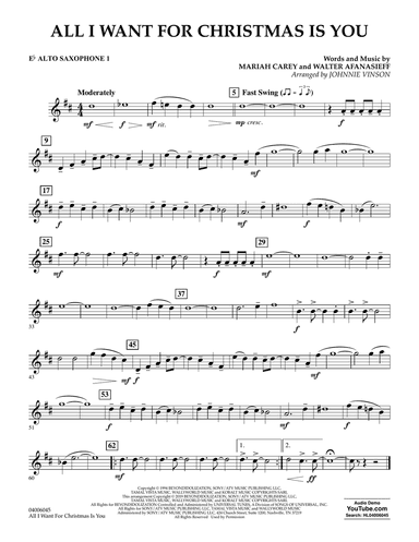 All I Want For Christmas Is You (arr. Johnnie Vinson) - Eb Alto Saxophone 1