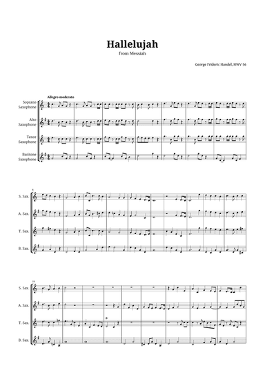Hallelujah by Handel for Sax Quartet