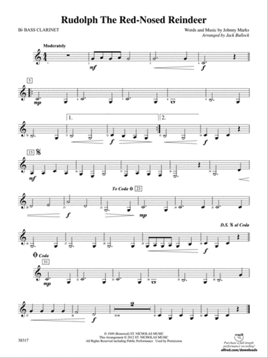 Rudolph the Red-Nosed Reindeer: B-flat Bass Clarinet