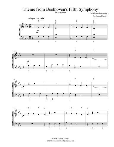 Theme from Beethoven's Fifth Symphony - for easy piano