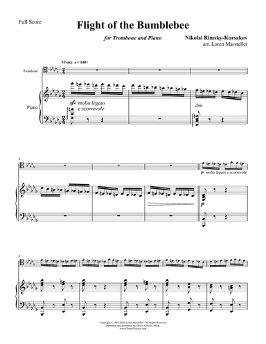Flight of the Bumblebee for Trombone and Piano