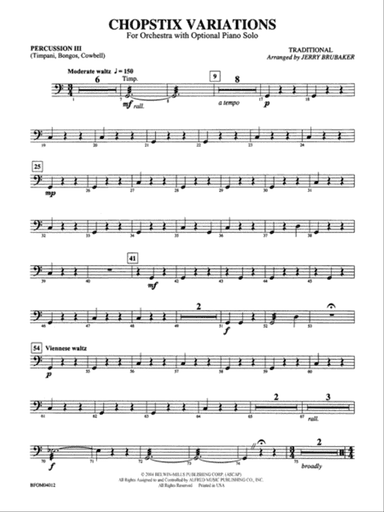 Chopstix Variations (with Opt. Piano Solo): 3rd Percussion