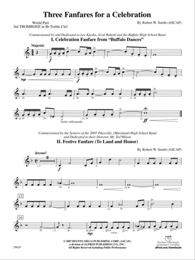 Three Fanfares for a Celebration: (wp) 3rd B-flat Trombone T.C.