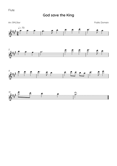 How to make God Save the King on Flute - God save the King Flute sheet music - sheet music