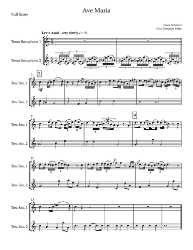Ave Maria (Franz Schubert) for Tenor Saxophone Duo