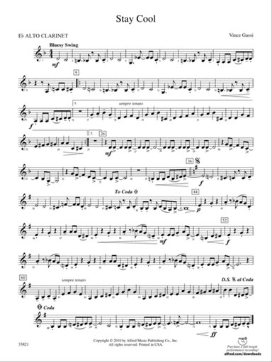 Stay Cool: (wp) E-flat Alto Clarinet