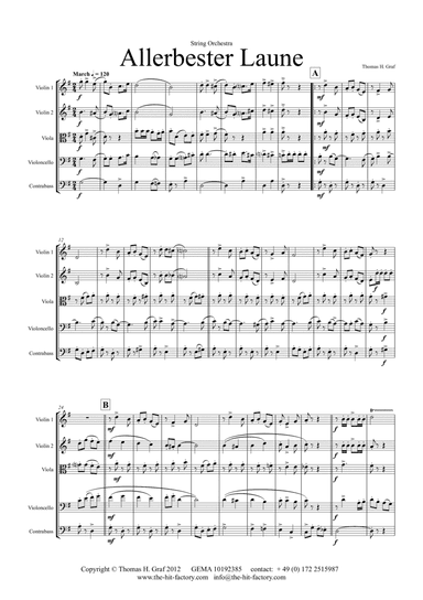 Allerbester Laune - German Polka Octoberfest - String Quintet - G