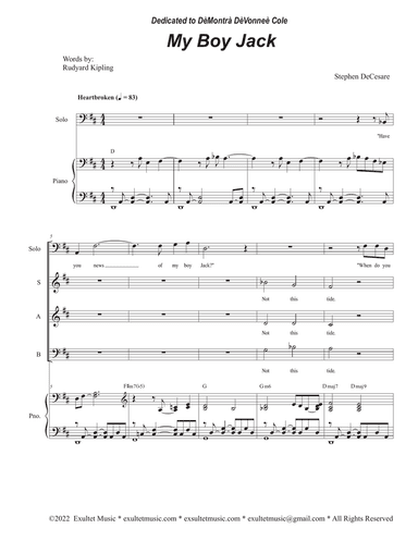 My Boy Jack (Baritone solo and SAB)