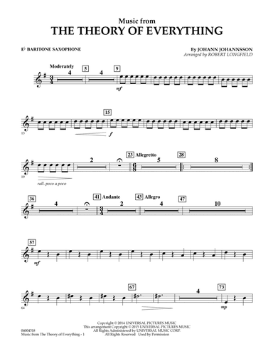 Music from "The Theory of Everything" - Eb Baritone Saxophone