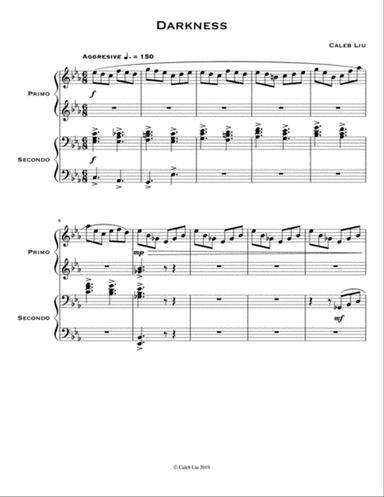 Darkness: 4 Hand Piano Duet