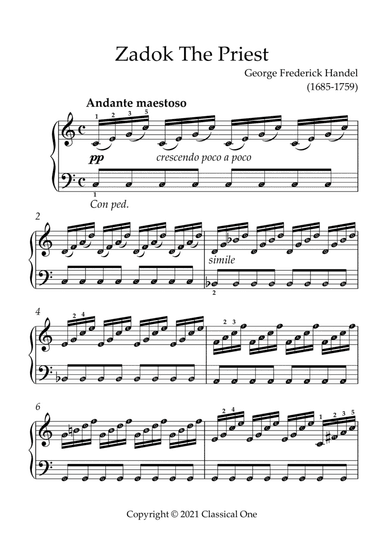 Handel - Zadok the Priest(With Note name)
