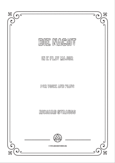 Richard Strauss-Die Nacht in E flat Major,for Voice and Piano