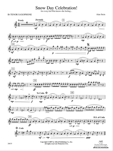 Snow Day Celebration!: B-flat Tenor Saxophone