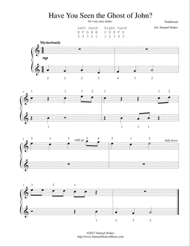 Have You Seen the Ghost of John? (aka "Ghost of Tom") - for very easy piano