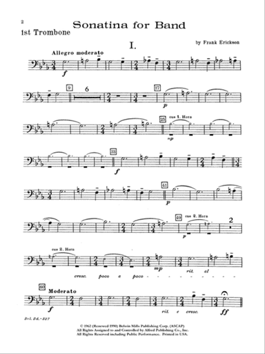Sonatina for Band: 1st Trombone