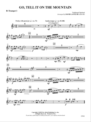 Go, Tell It on the Mountain: 1st B-flat Trumpet